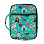Cute Japanese Sushi Pattern Print Front Pocket Bible Bag