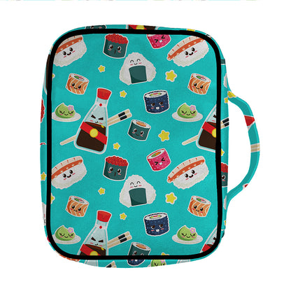 Cute Japanese Sushi Pattern Print Front Pocket Bible Bag