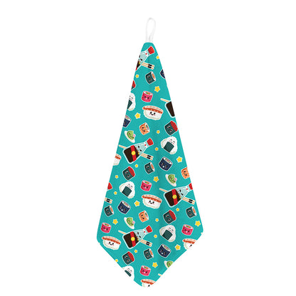 Cute Japanese Sushi Pattern Print Hand Towel