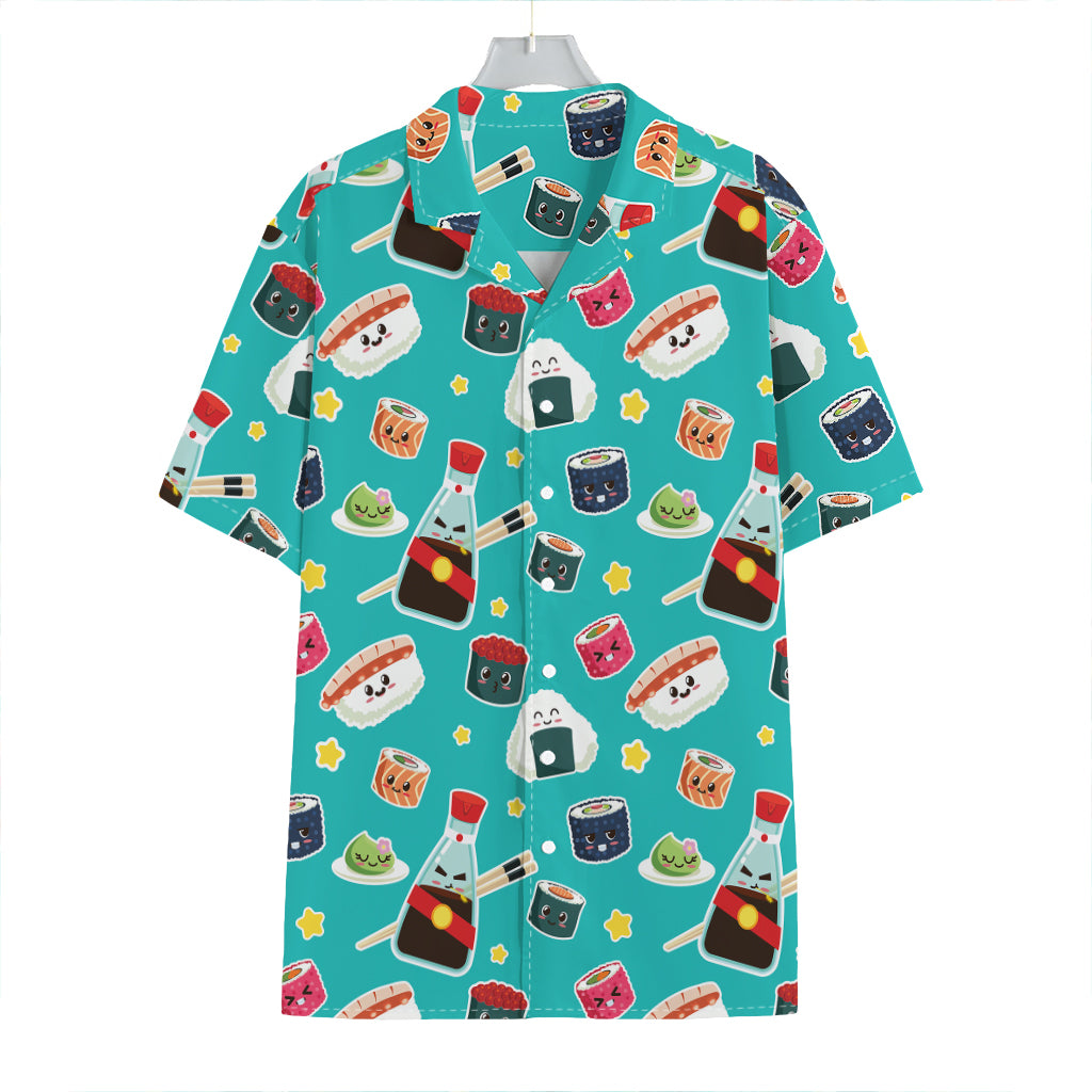 Cute Japanese Sushi Pattern Print Hawaiian Shirt