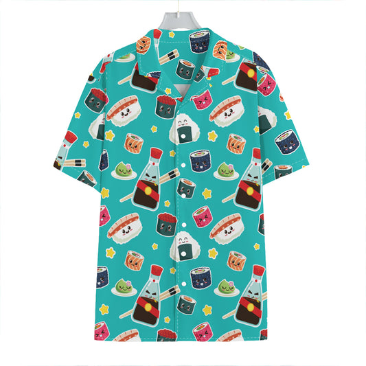 Cute Japanese Sushi Pattern Print Hawaiian Shirt