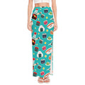 Cute Japanese Sushi Pattern Print High Slit Maxi Skirt