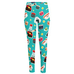 Cute Japanese Sushi Pattern Print High-Waisted Pocket Leggings