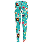 Cute Japanese Sushi Pattern Print High-Waisted Pocket Leggings