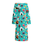 Cute Japanese Sushi Pattern Print Hooded Bathrobe