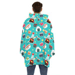Cute Japanese Sushi Pattern Print Hoodie Blanket