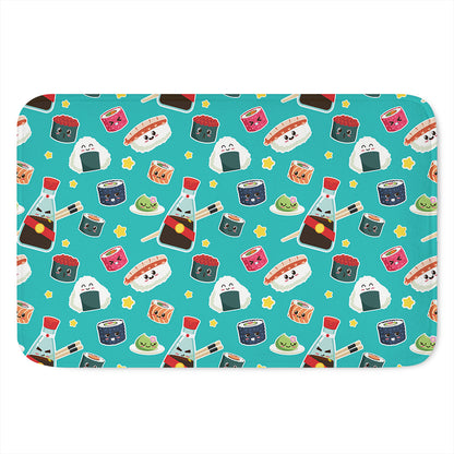 Cute Japanese Sushi Pattern Print Indoor Door Mat