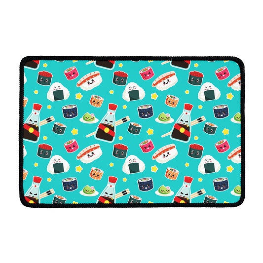 Cute Japanese Sushi Pattern Print Kitchen Mat