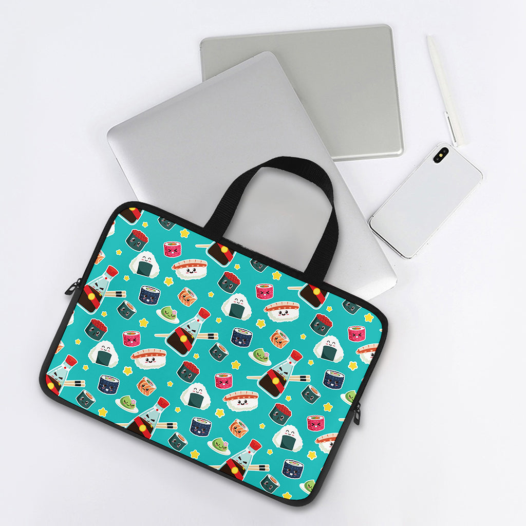 Cute Japanese Sushi Pattern Print Laptop Sleeve With Handle