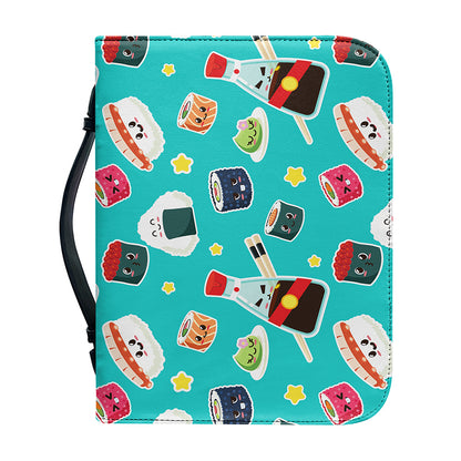 Cute Japanese Sushi Pattern Print Leather Bible Cover