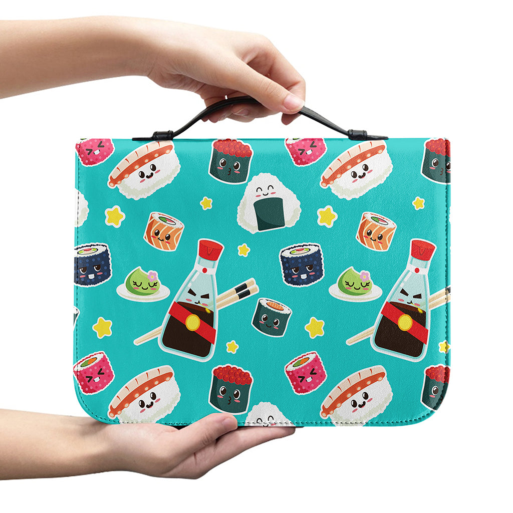 Cute Japanese Sushi Pattern Print Leather Bible Cover
