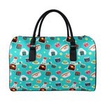 Cute Japanese Sushi Pattern Print Leather Duffle Bag