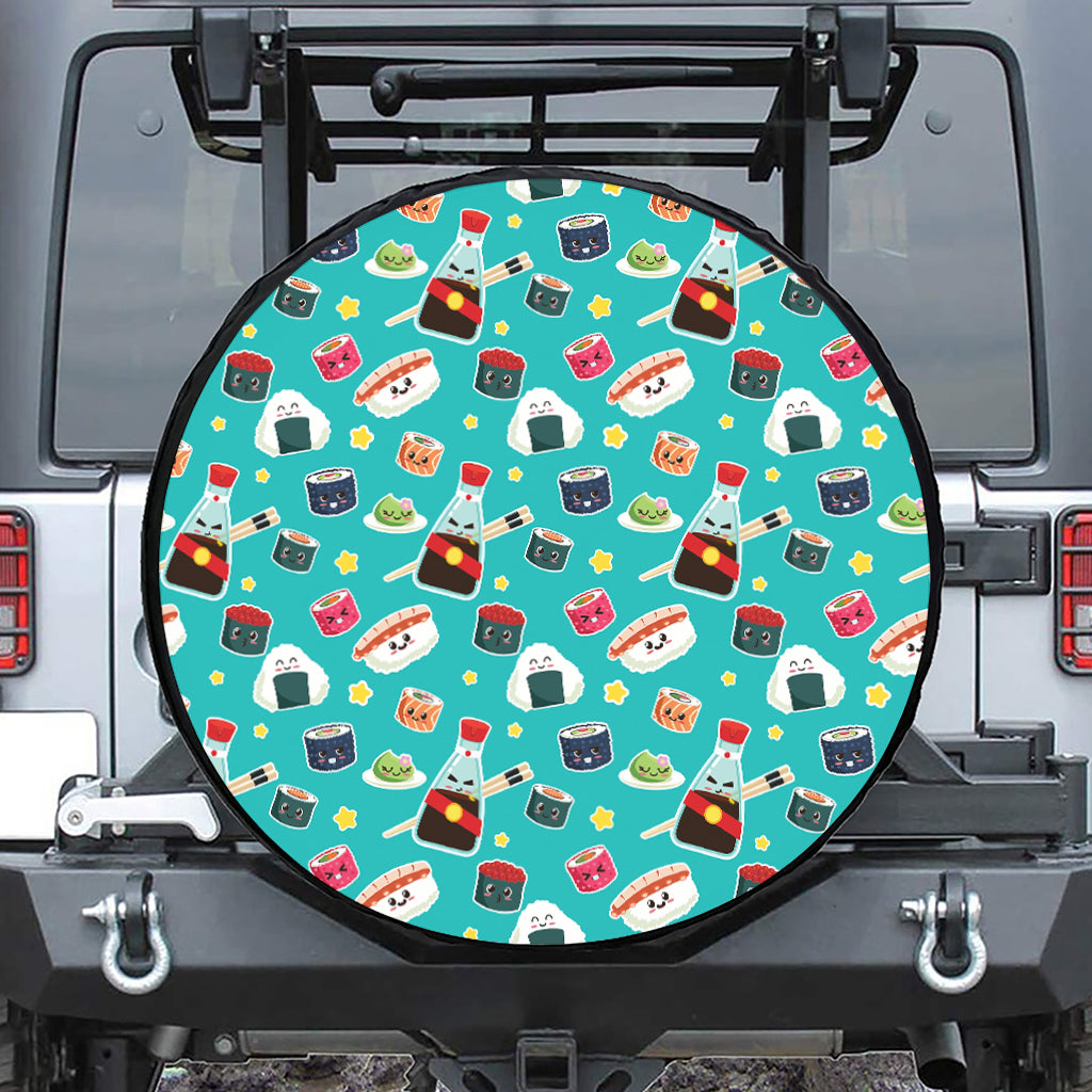 Cute Japanese Sushi Pattern Print Leather Spare Tire Cover