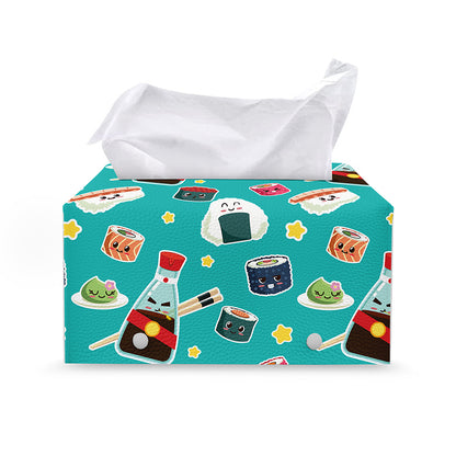 Cute Japanese Sushi Pattern Print Leather Tissue Box Cover