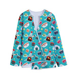 Cute Japanese Sushi Pattern Print Long Sleeve Short Coat