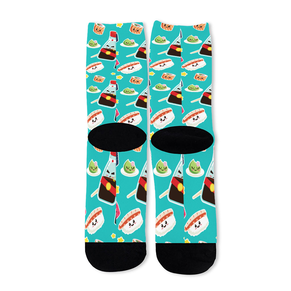 Cute Japanese Sushi Pattern Print Long Socks