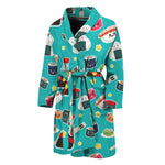 Cute Japanese Sushi Pattern Print Men's Bathrobe