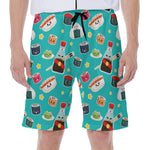 Cute Japanese Sushi Pattern Print Men's Beach Shorts