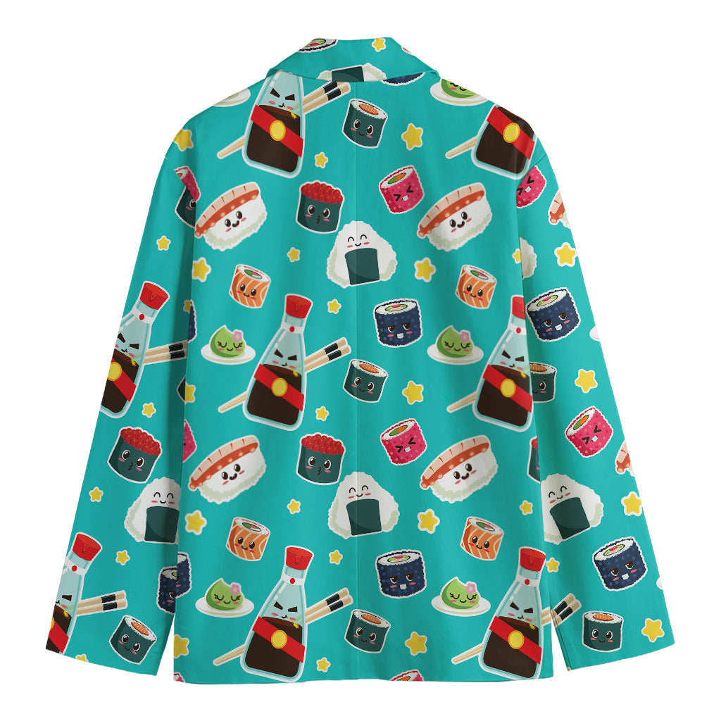 Cute Japanese Sushi Pattern Print Men's Blazer