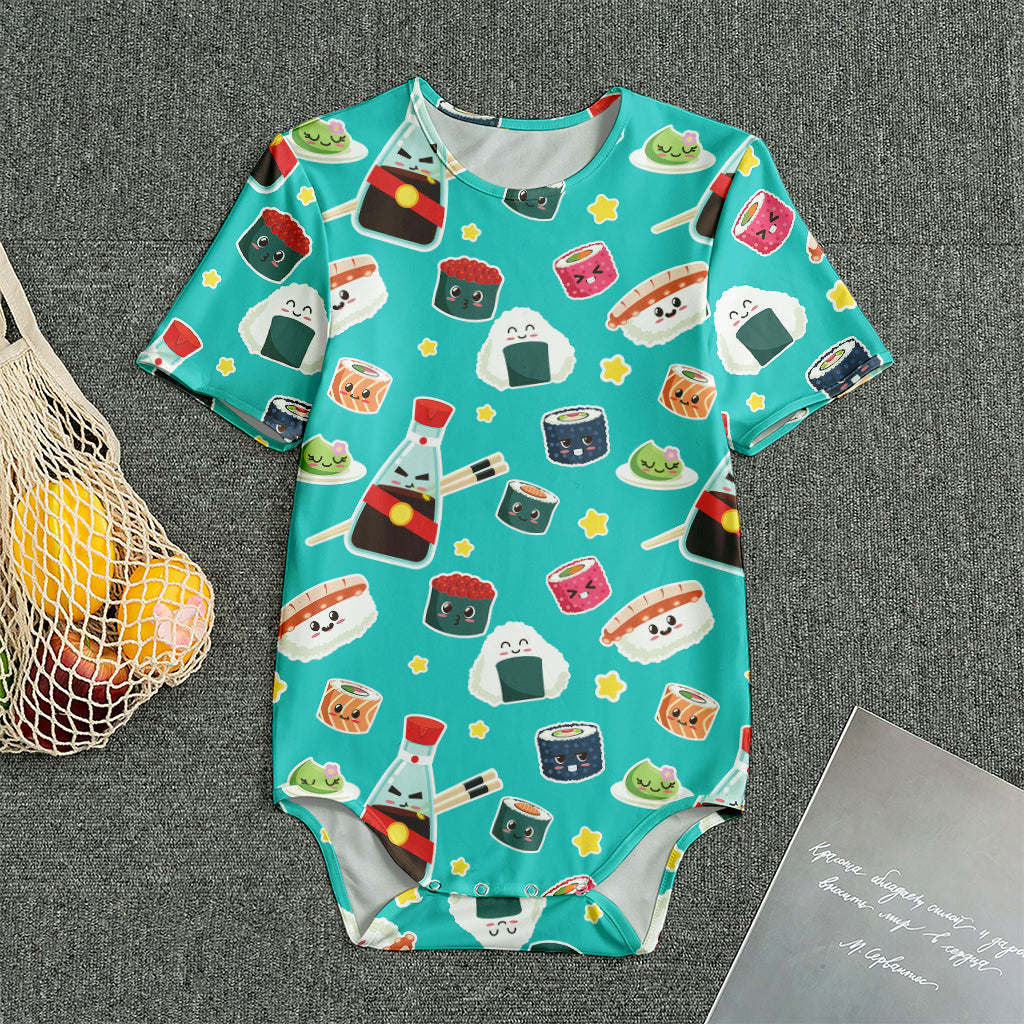 Cute Japanese Sushi Pattern Print Men's Bodysuit