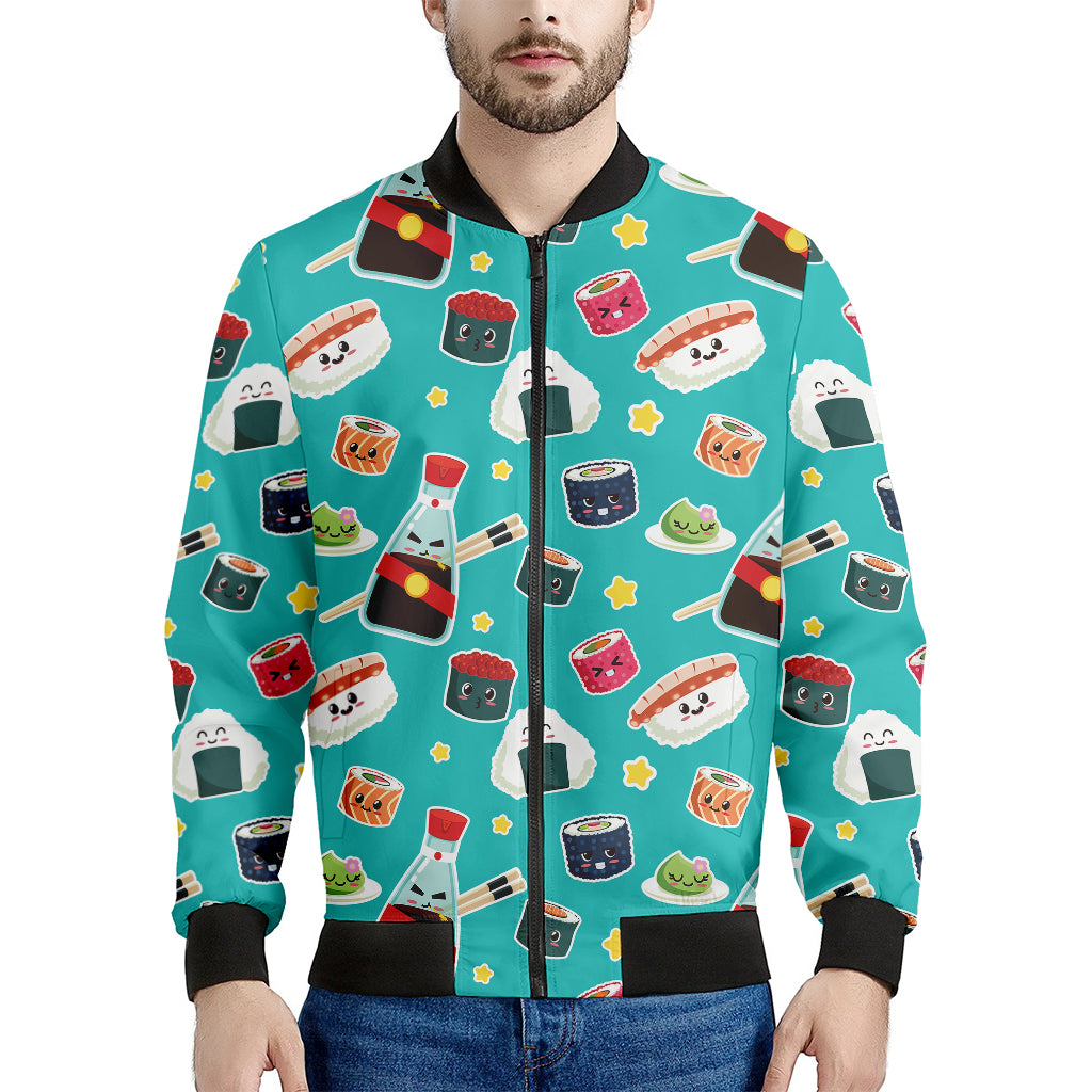 Cute Japanese Sushi Pattern Print Men's Bomber Jacket