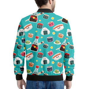 Cute Japanese Sushi Pattern Print Men's Bomber Jacket