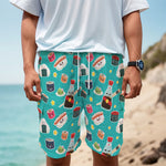 Cute Japanese Sushi Pattern Print Men's Cargo Shorts