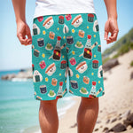 Cute Japanese Sushi Pattern Print Men's Cargo Shorts