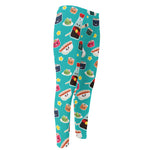Cute Japanese Sushi Pattern Print Men's Compression Pants