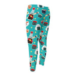 Cute Japanese Sushi Pattern Print Men's Compression Pants