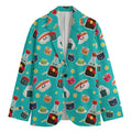 Cute Japanese Sushi Pattern Print Men's Cotton Blazer