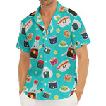 Cute Japanese Sushi Pattern Print Men's Deep V-Neck Shirt