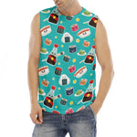 Cute Japanese Sushi Pattern Print Men's Fitness Tank Top