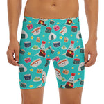 Cute Japanese Sushi Pattern Print Men's Long Boxer Briefs