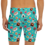 Cute Japanese Sushi Pattern Print Men's Long Boxer Briefs