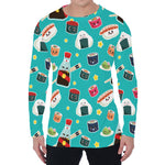 Cute Japanese Sushi Pattern Print Men's Long Sleeve T-Shirt