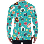 Cute Japanese Sushi Pattern Print Men's Long Sleeve T-Shirt