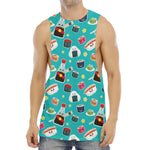 Cute Japanese Sushi Pattern Print Men's Muscle Tank Top