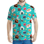 Cute Japanese Sushi Pattern Print Men's Polo Shirt