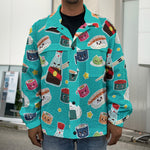 Cute Japanese Sushi Pattern Print Men's Shirt Jacket