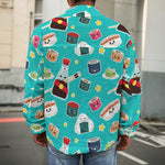 Cute Japanese Sushi Pattern Print Men's Shirt Jacket