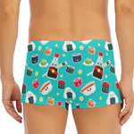 Cute Japanese Sushi Pattern Print Men's Short Boxer Briefs