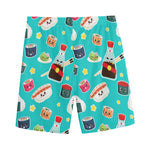 Cute Japanese Sushi Pattern Print Men's Sports Shorts
