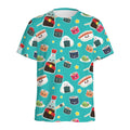 Cute Japanese Sushi Pattern Print Men's Athletic T-Shirt