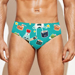Cute Japanese Sushi Pattern Print Men's Swim Briefs