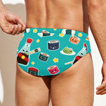 Cute Japanese Sushi Pattern Print Men's Swim Briefs