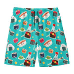 Cute Japanese Sushi Pattern Print Men's Swim Trunks