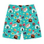 Cute Japanese Sushi Pattern Print Men's Swim Trunks
