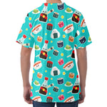 Cute Japanese Sushi Pattern Print Men's Velvet T-Shirt