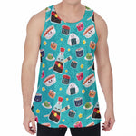 Cute Japanese Sushi Pattern Print Men's Velvet Tank Top